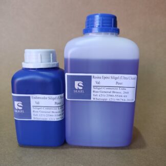 Kit Epóxi para Laminação Ultra Clear 1,450kg: frasco de resina e frasco de endurecedor
